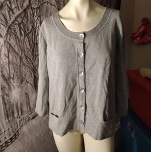   J.Jill 3/4 Sleeve Cotton Spandex Cardigan Sweater With Pockets Women's Size XL